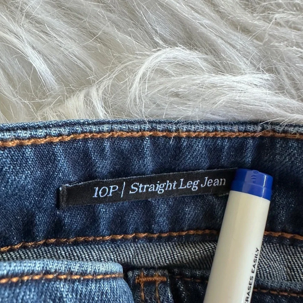 Talbots Jeans Pants Straight Leg Blue Wash Dark High Rise Preppy Size 10 Petite